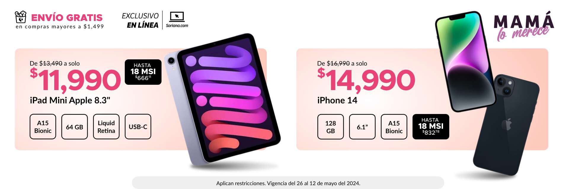 Promocion de ipad mini y iphone 14