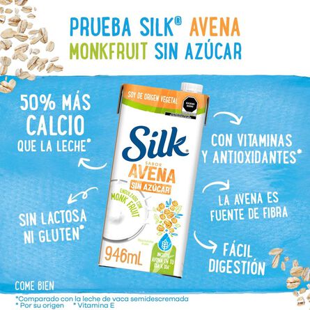 Silk Alimento Líquido de Avena sin Azúcar Sabor Monkfruit 946 ml image number 1