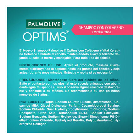 Shampoo Palmolive Optims Colageno + Keratina 680 ml image number 1