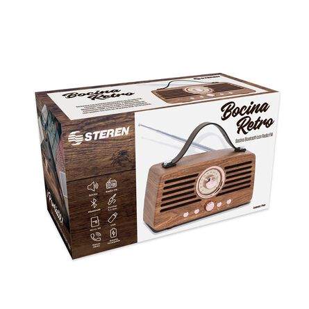 Bocina Radio Retro Bluetooth Steren BOC-078BT Café image number 5