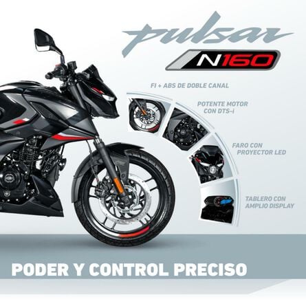 Motocicleta Pulsar N160 Negro Bajaj image number 8