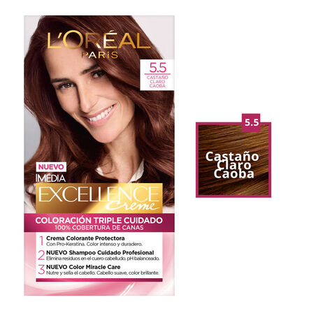 Tinte Imédia Excellence de L'Oréal Paris 5.5 Castaño Claro Caoba image number 3