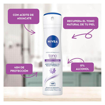Desodorante Aclarante Nivea Tono Natural Beauty Touch Spray 150 ml image number 3