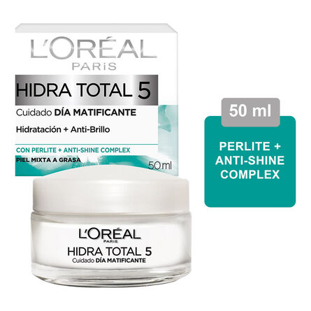 Crema Facial L'Oréal Paris Hidra Total 5 Cuidado Día Matificante 50 Ml image number 3
