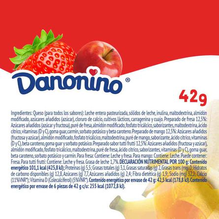 Danonino Queso Petit Suisse Sabores Fresa Mango y Tutti Frutti 6 piezas de 42 gr c/u image number 7