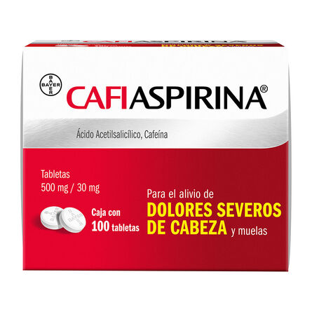 Analgésico CafiAspirina Para Dolor De Cabeza Severo Dolor Corporal y Muelas 100 tabletas&nbsp; image number 1