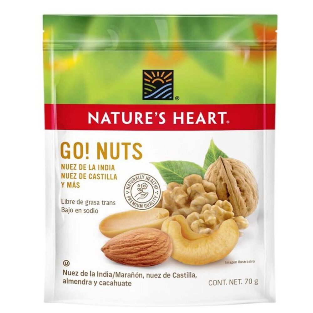 Mezcla de frutas deshidratadas y nueces Nature's Heart Go! Nuts 70 g image number 0