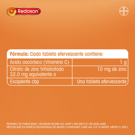 Vitamina C + Zinc Redoxon Plus 10 Tabletas Efervescentes image number 4