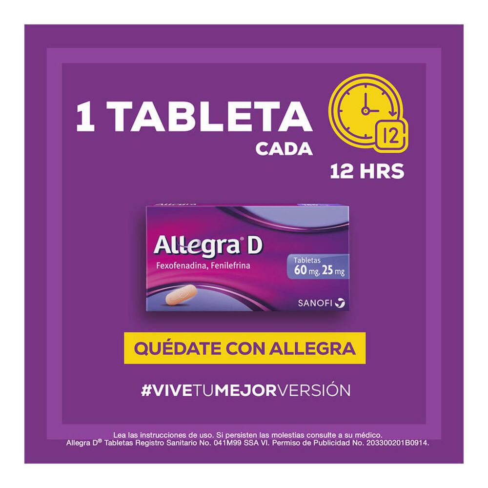 Allegra-D 60/25mg, 10 Tabletas image number 4