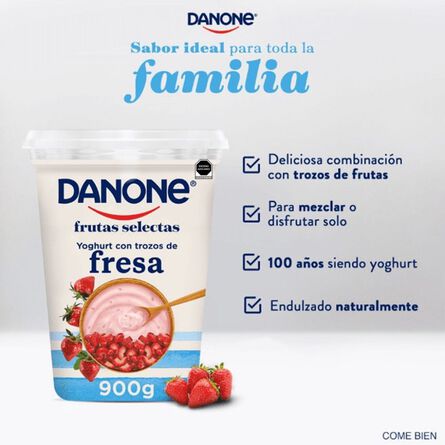Yoghurt Danone con Trozos Fresa 900g image number 1