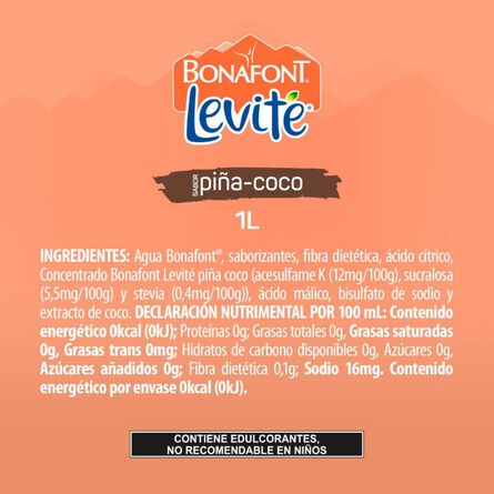 Levité Agua Infusionada con Piña Coco 1 Litro image number 7