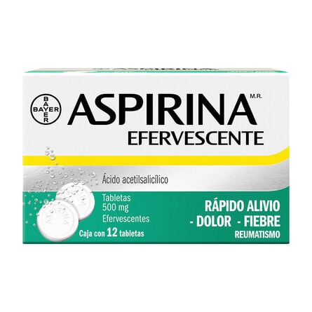 Analgésico Aspirina Efervescente Para Dolor De Cabeza Dolor Corporal y Fiebre 12 Tabletas&nbsp; image number 1