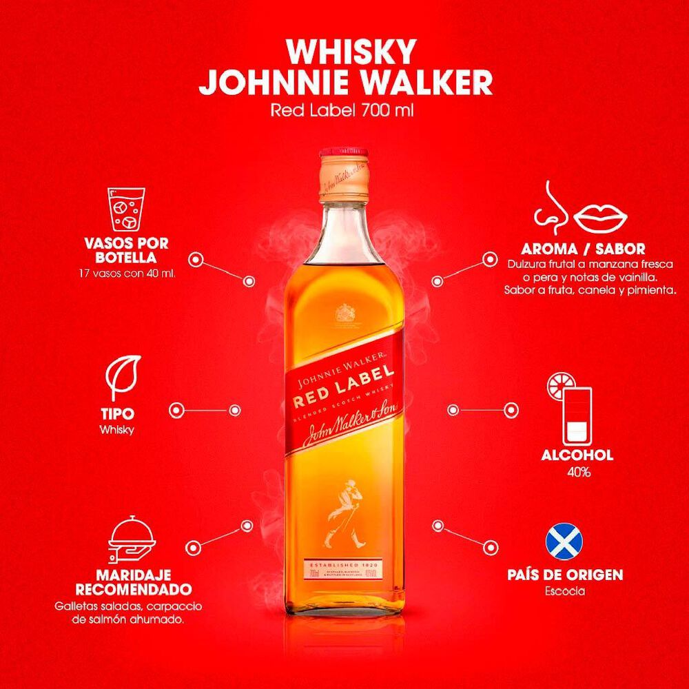 Whisky Johnnie Walker Red Label 700 ml | Soriana