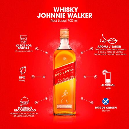 Whisky Johnnie Walker Red Label 700 ml image number 4