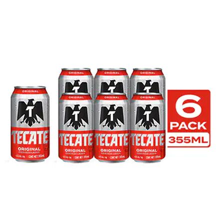 Cerveza Tecate Original 6 Pack Lata 355 ml image number 0