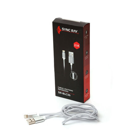 Cable Reforzado USB a Lightning Sync Ray SR-BLC36 Plata image number 2