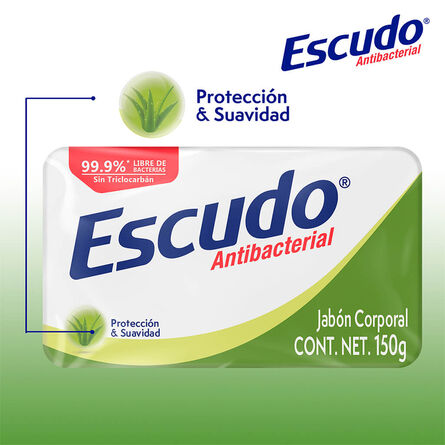 Jabón en Barra Escudo Antibacterial Verde, 150 g image number 2