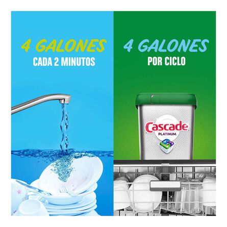 Cascade Platinum Fresh Scent Detergente para Máquina Lavavajillas ActionPacs 21 Unidades image number 3