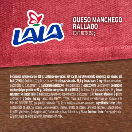 Queso Lala Manchego Rallado  250 g image number 2