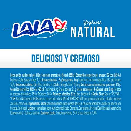 Yoghurt Batido Lala Natural 120 g image number 2