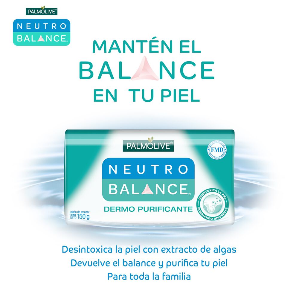 Jabón en Barra Palmolive Neutro Balance Dermo Purificante 4 pzas 150 g image number 8