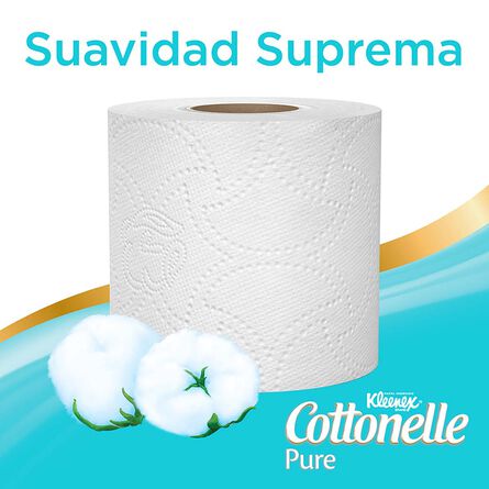 Papel Higiénico Kleenex Cottonelle Pure 4 Rollos, 180 Hojas Dobles image number 2