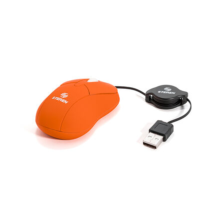 Mouse Óptico Steren COM-5253NA USB Retráctil Naranja image number 1