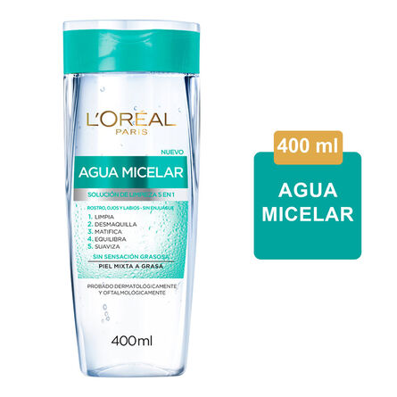 Agua Micelar L'Oréal Paris 5 en 1 Piel Mixta a Grasa 400 Ml image number 2