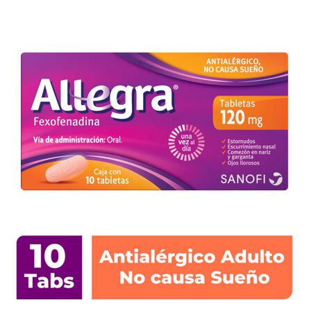 Antihistamínico Allegra 10 tabletas 120 mg image number 4
