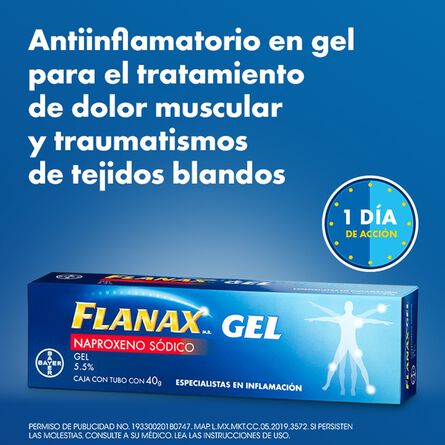 Antiinflamatorio Flanax Gel Desinflama y Alivia el Dolor Localizado 40g image number 4