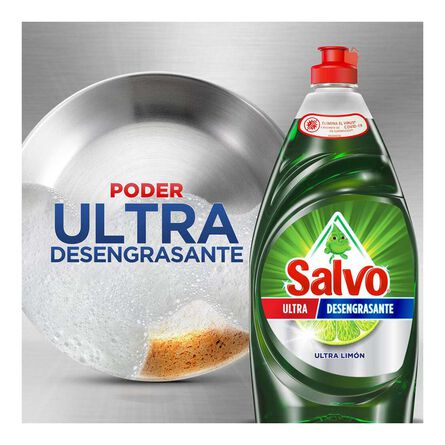 Salvo Detergente Líquido Lavatrastes Ultra Limón 640 ml image number 2