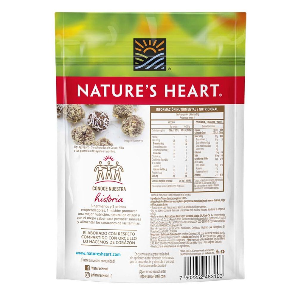 Cacao Nature's Heart Organic Cacao Nibs 100g image number 1