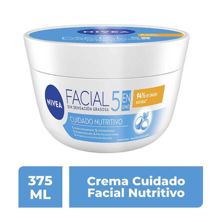 Nivea Crema Facial Hidratante 5 En 1 Cuidado Nutritivo 375 ml image number 1