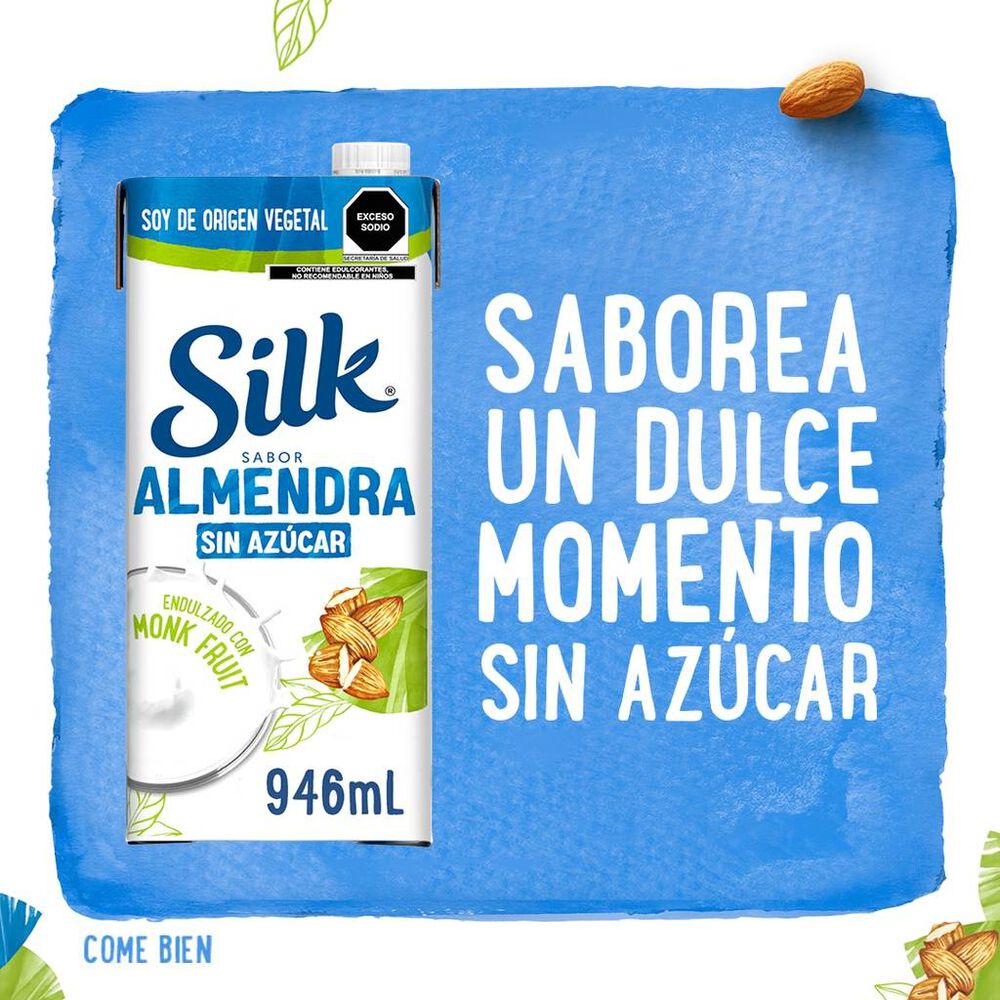 Silk Alimento Líquido De Almendra Sin Azúcar Endulzado Con Monk Fruit 946mL image number 3
