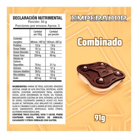 Galletas Gamesa Emperador Combinado Chocolate y Vainilla 91 g image number 2