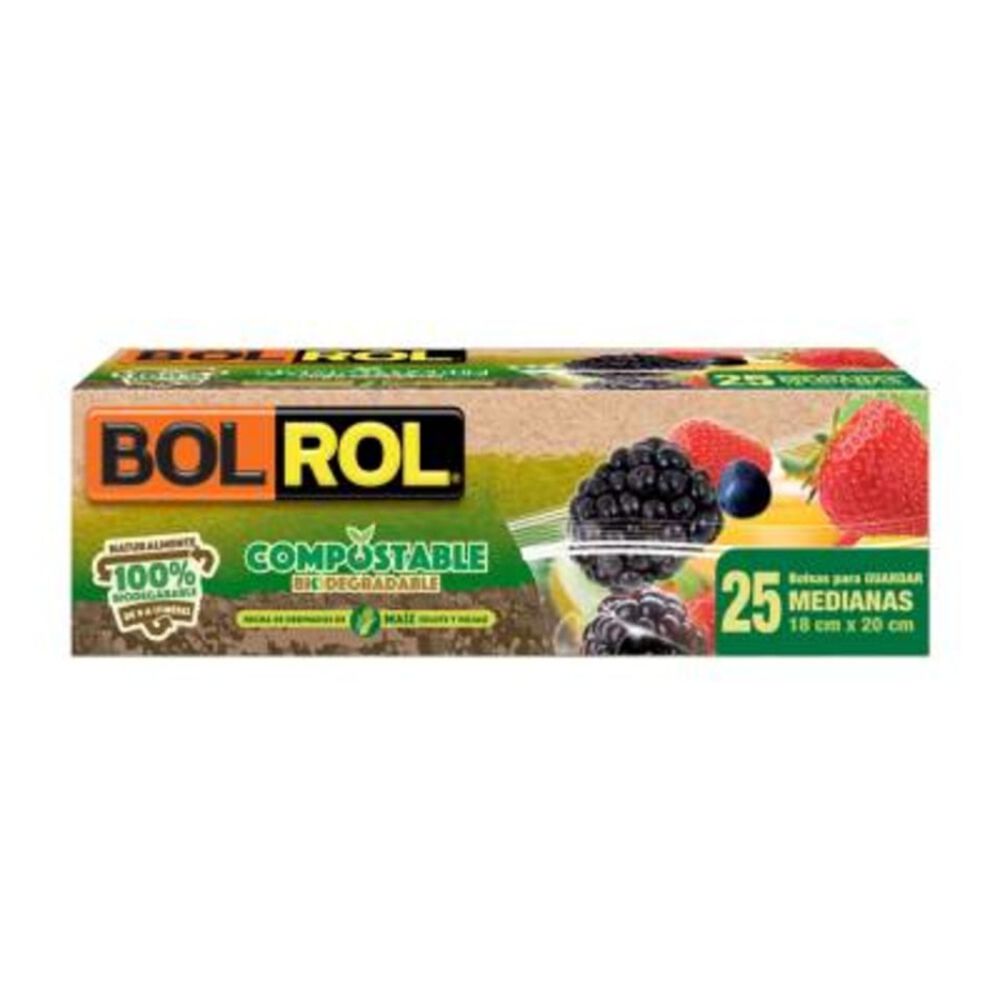 Bolsa Para Alimento Compostable Biodegradable Bol Rol Medianas Caja con 25 Piezas image number 0