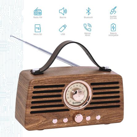Bocina Radio Retro Bluetooth Steren BOC-078BT Café image number 1