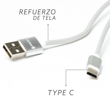 Cable Reforzado USB a Tipo C Sync Ray BTC54 Plata image number 2