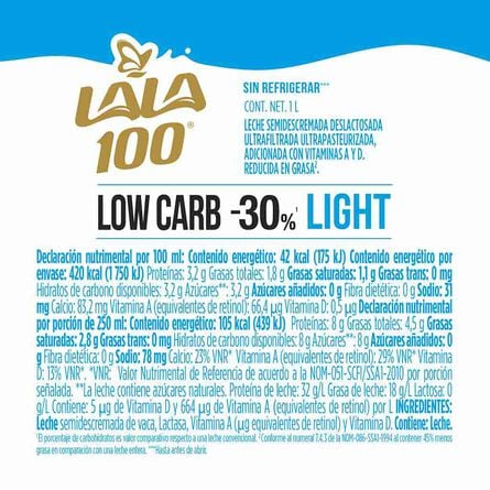 Leche Lala 100 Sin Lactosa Low Carb 1 lt image number 2