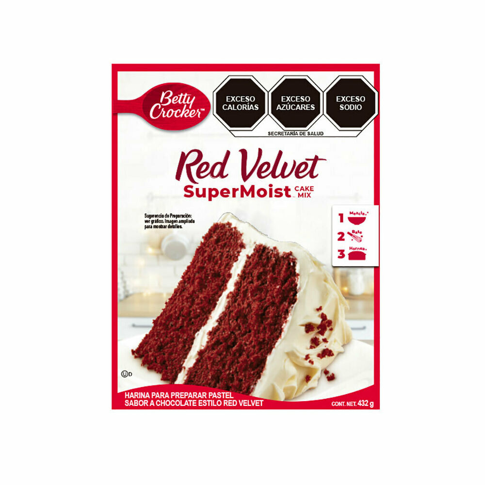 Harina para pastel Betty Crocker super moist cake mix red velvet chocolate  432 g | Soriana