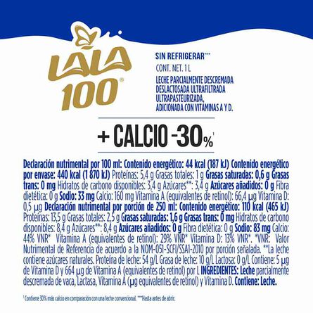 Leche Lala 100 Sin Lactosa Calcio 1 lt image number 2