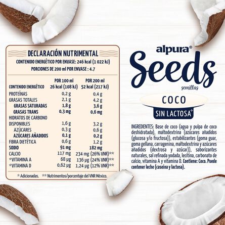 Alimento Líquido Alpura Seeds Coco 946 ml image number 1