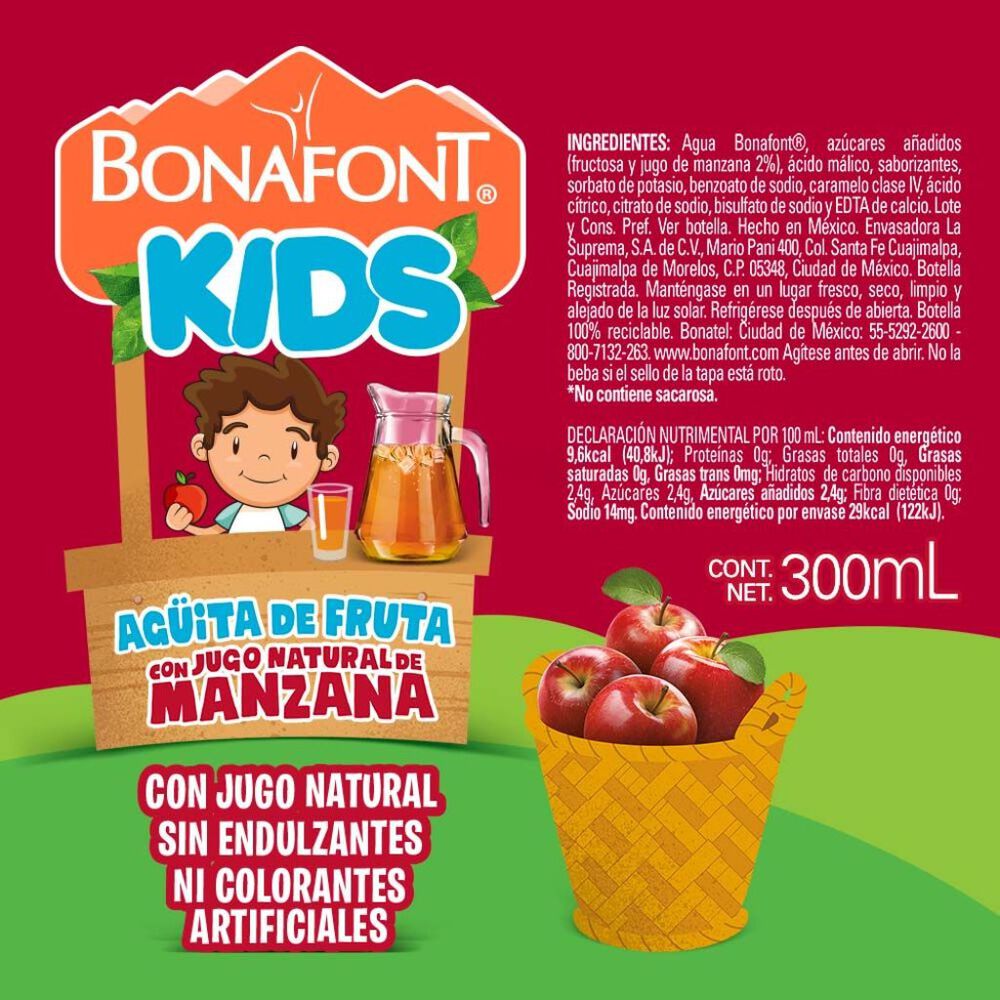 Agua Bonafont Kids Con Jugo Natural De Manzana 1 Paquete Con 6 Pzas De 300 Ml image number 7