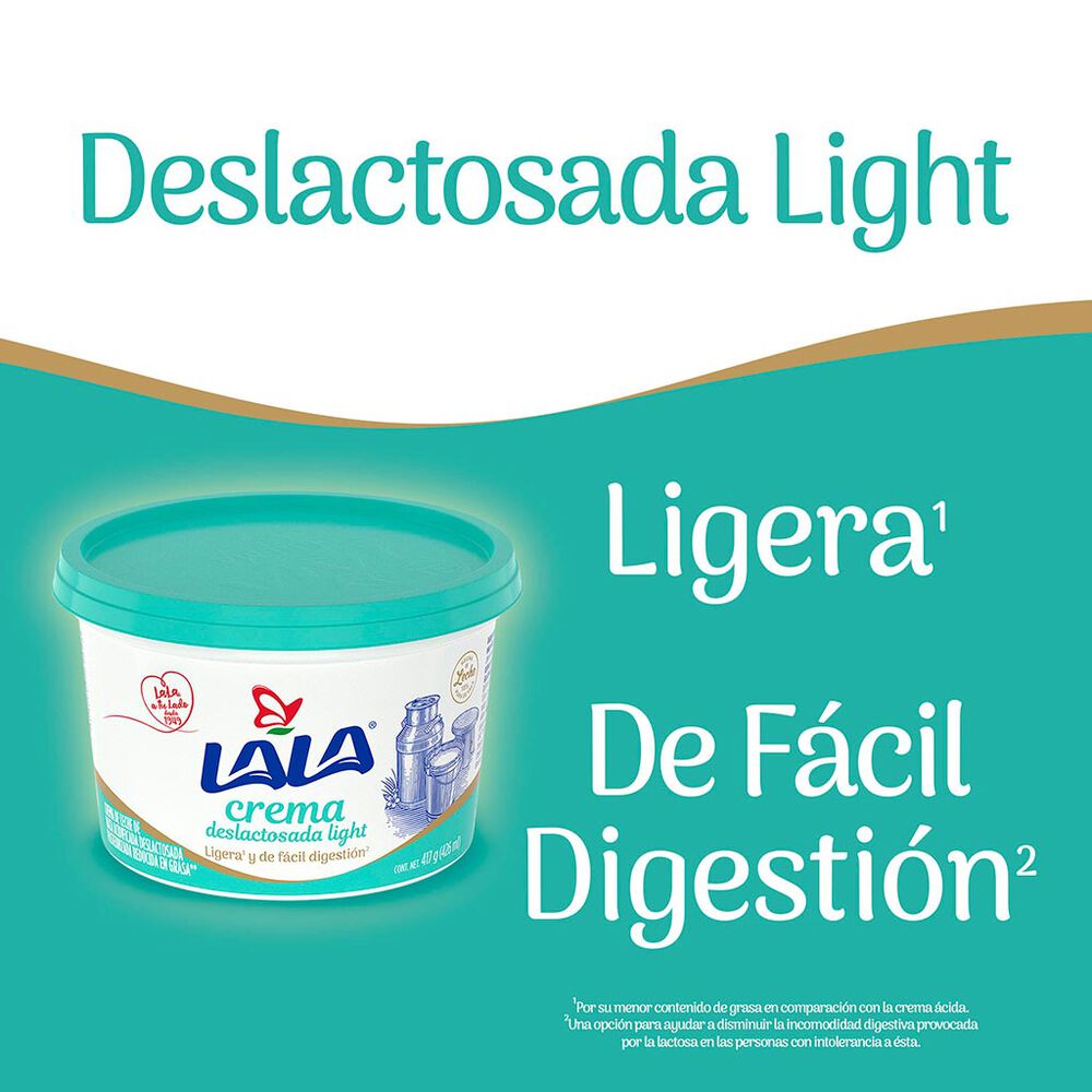Crema Lala Deslactosada Light 426 ml image number 3