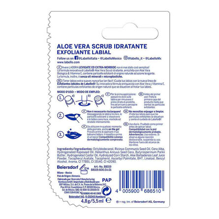 Bálsamo Labial Exfoliante Labello Scrub con Aloe y Vitamina E 4.8 g image number 2