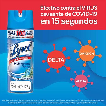 Lysol® Aerosol Desinfectante Antibacterial para Superficies Spring Waterfall 475 g image number 2