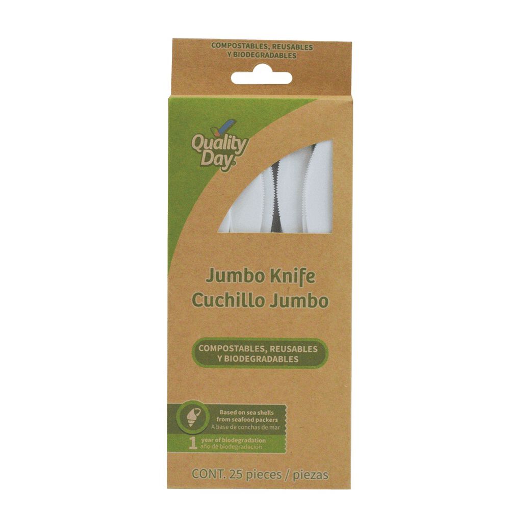 Cuchillo Jumbo Blanco Biodegradable Quality Day 25 piezas image number 0