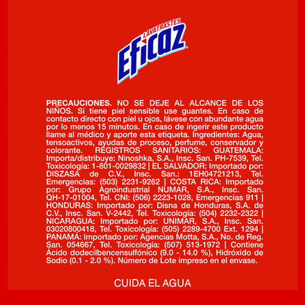 Lavatrastes Líquido Frutos Rojos Eficaz 750 ml image number 2
