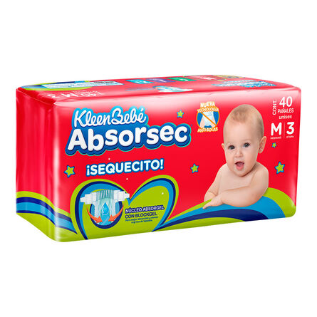 Pañal para Bebé KleenBebé Absorsec, Talla Mediano con 40 Piezas image number 1