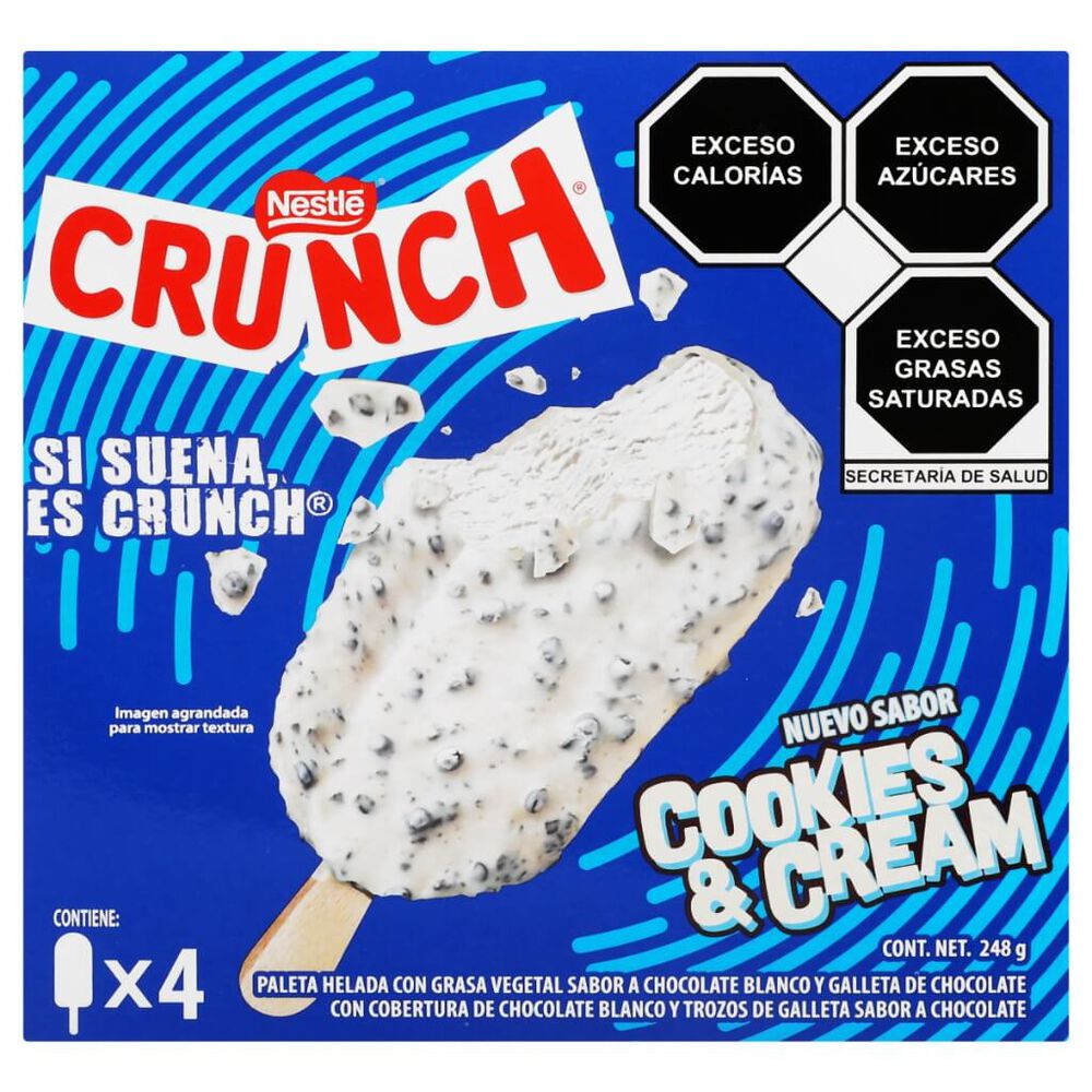 Paleta Helada Crunch Cookies & Cream 1 Paquete con 4 Piezas image number 0